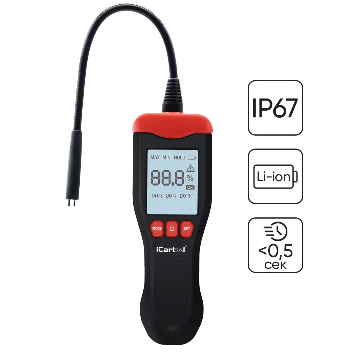 IC-150 Электронный тестер тормозной жидкости на аккумуляторе DOT3, DOT4, DOT5.1 iCartool IC-150