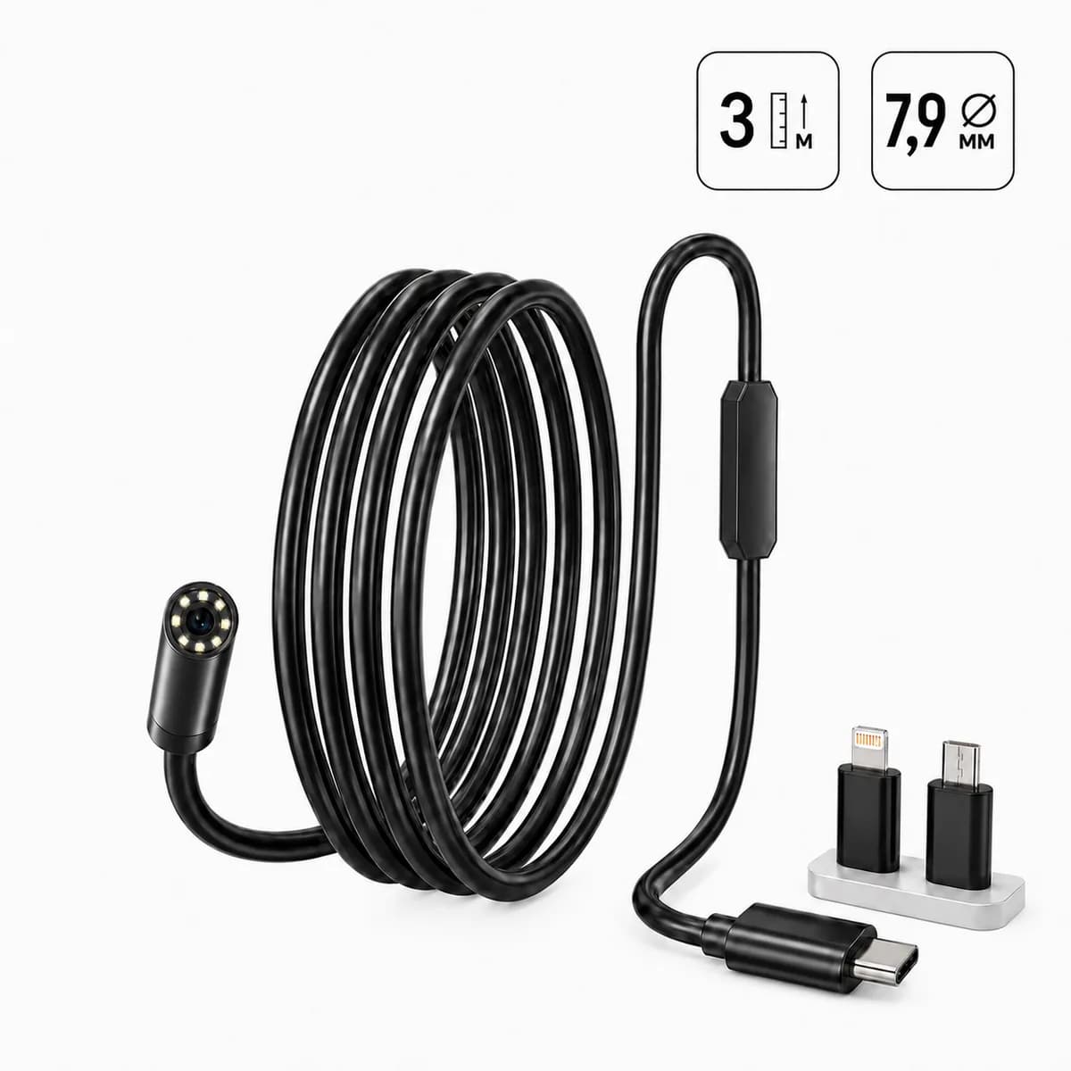IC-V801 Видеоэндоскоп USB, 2Мп, 1920x1080, 3м, 7.9 мм зонд iCartool IC-V801