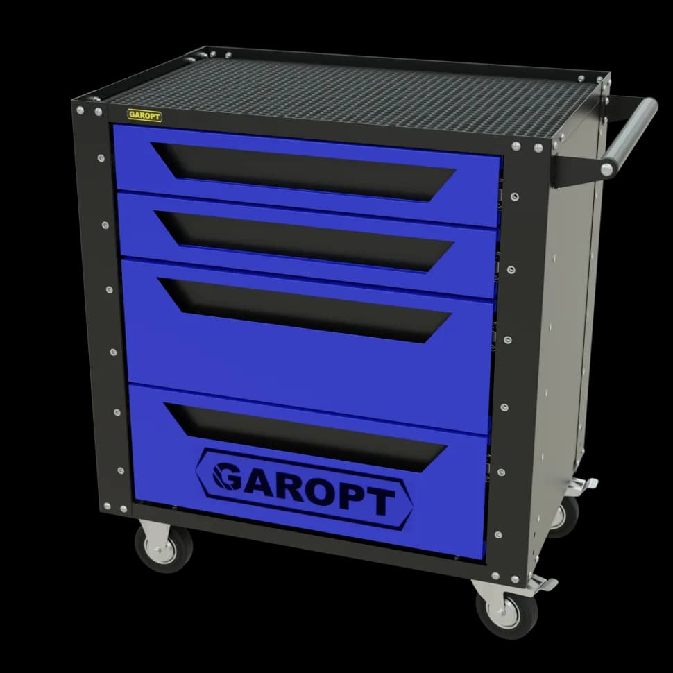 Инструментальная тележка GAROPT GT4, 4 ящика, серия «Low-cost», синяя
