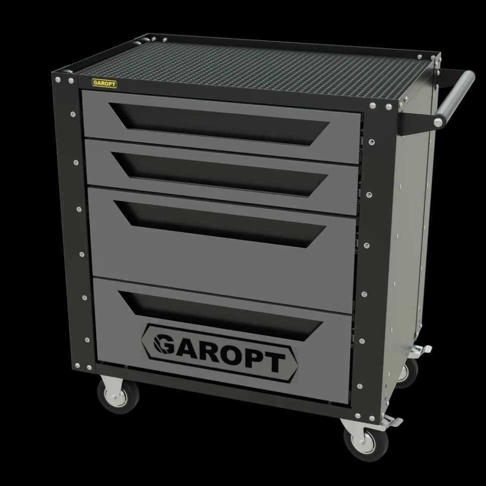 Инструментальная тележка GAROPT GT4, 4 ящика, серия «Low-cost», серая