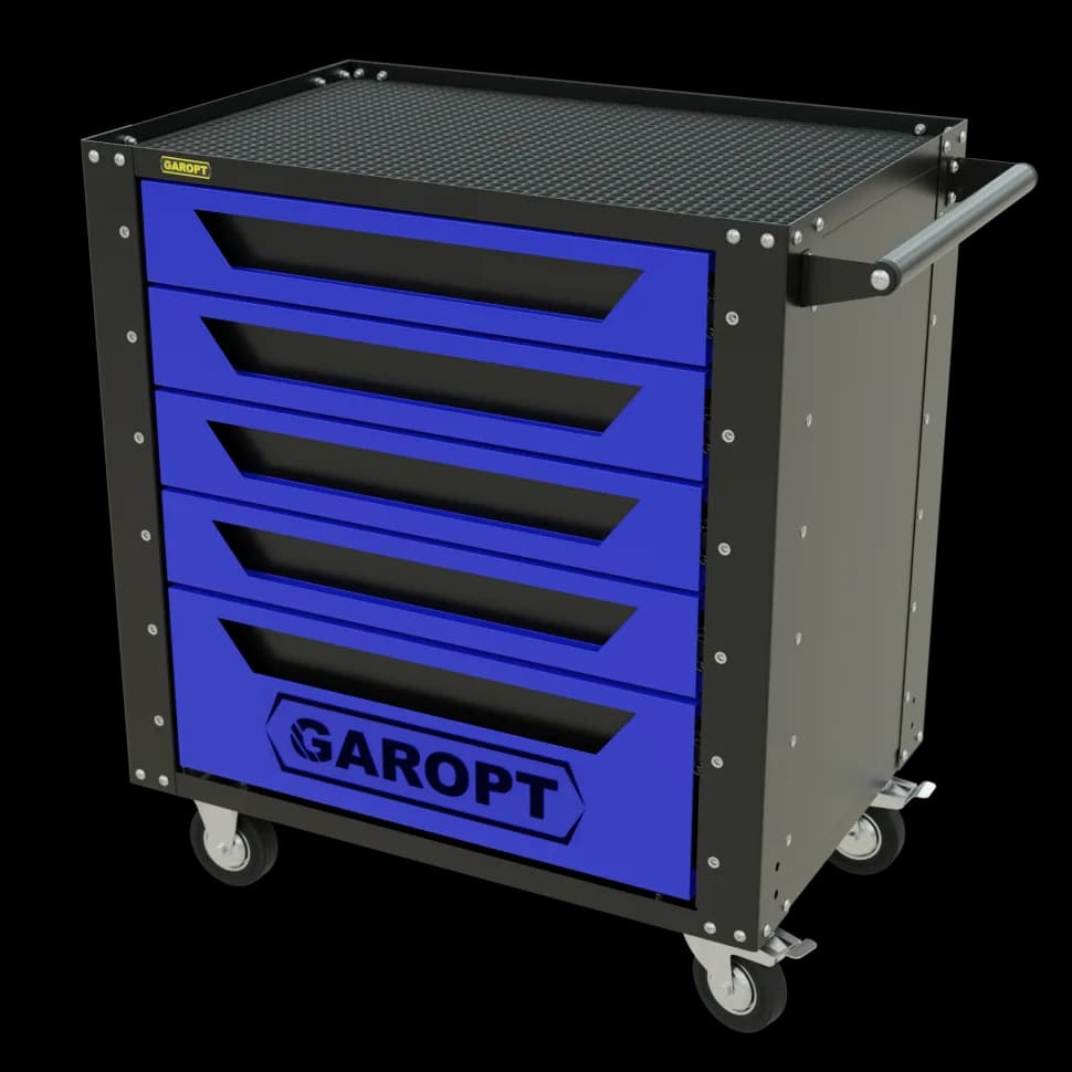 Инструментальная тележка GAROPT GT5, 5 ящиков, серия «Low-cost», синяя