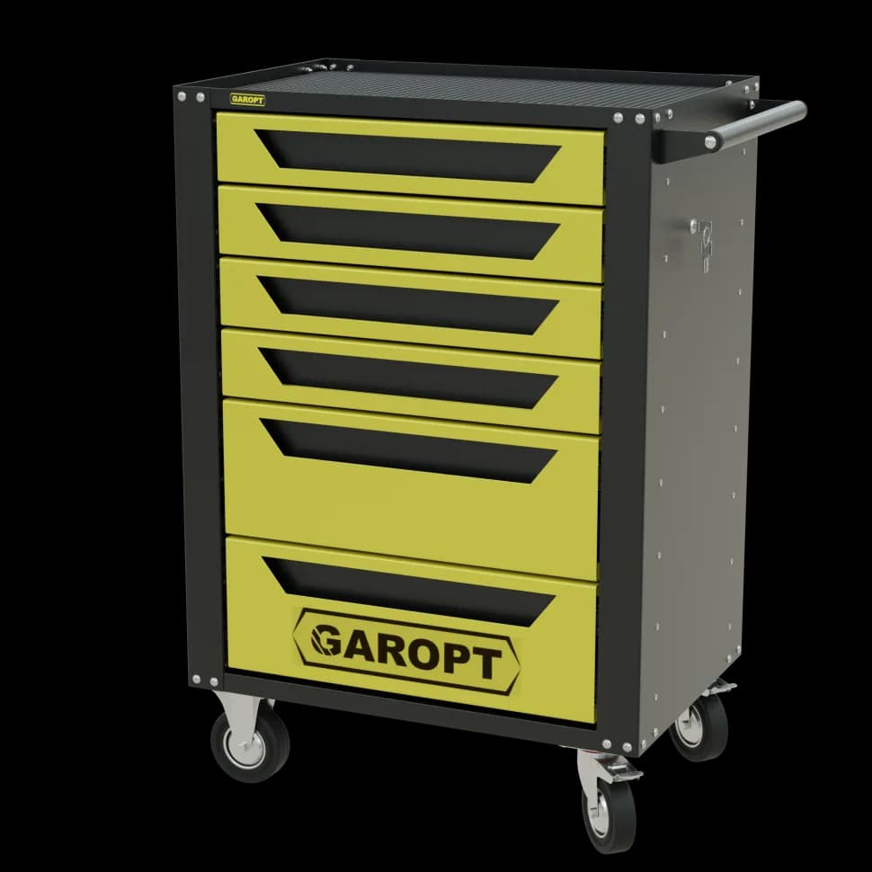Инструментальная тележка GAROPT GTH6, 6 ящиков, серия «High», жёлтая
