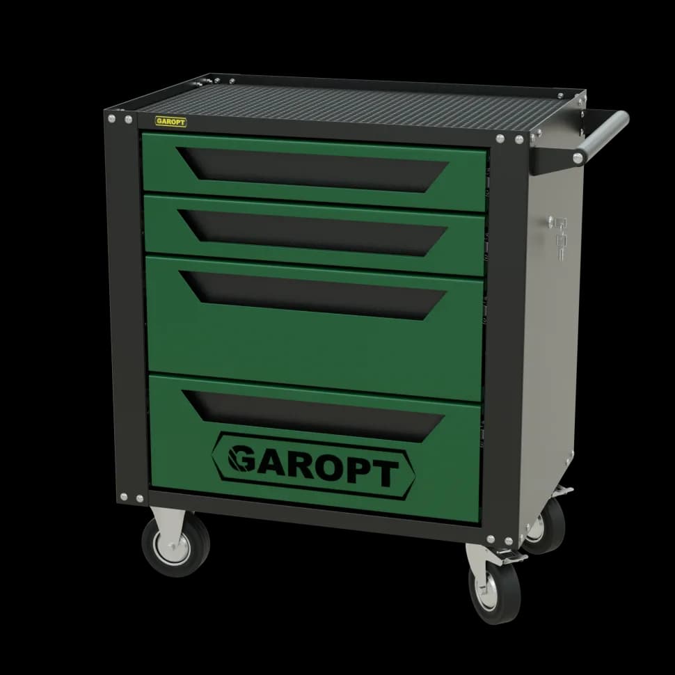 Инструментальная тележка GAROPT GTS4, 4 ящика, серия «Standart», зелёная