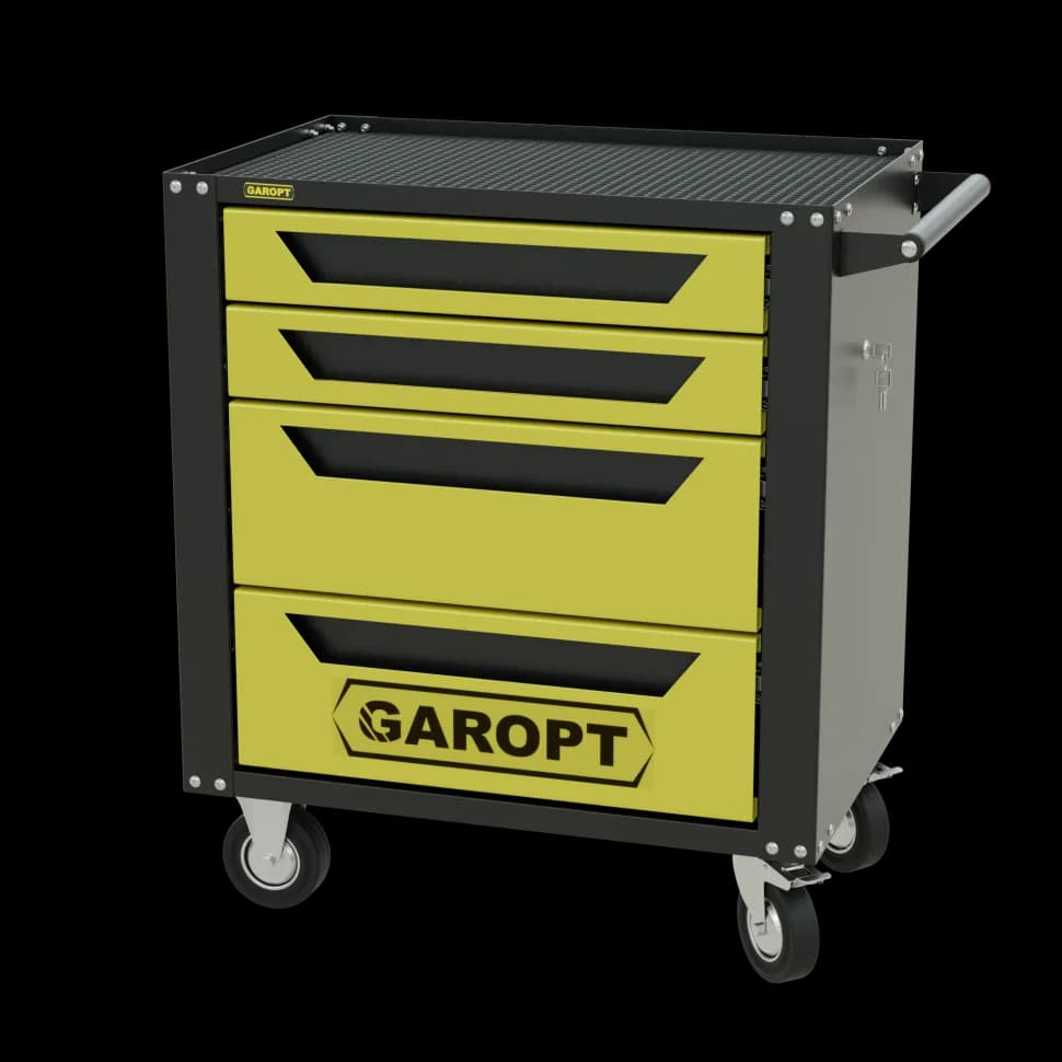 Инструментальная тележка GAROPT GTS4, 4 ящика, серия «Standart», жёлтая