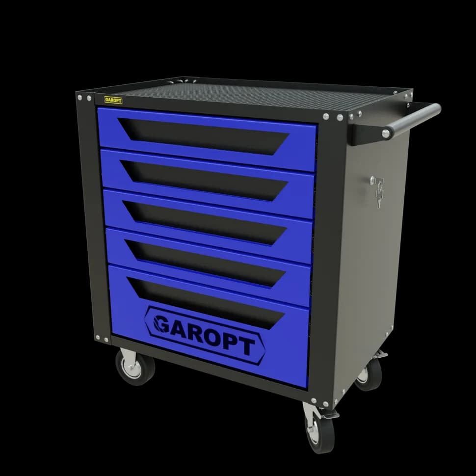 Инструментальная тележка GAROPT GTS5, 5 ящиков, серия «Standart», синяя