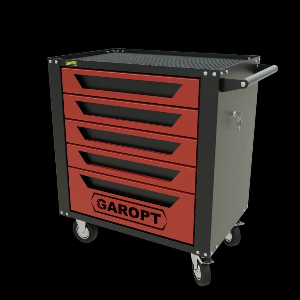 Инструментальная тележка GAROPT GTS5, 5 ящиков, серия «Standart», красная