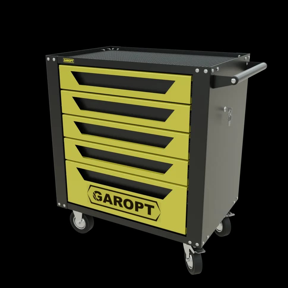 Инструментальная тележка GAROPT GTS5, 5 ящиков, серия «Standart», жёлтая