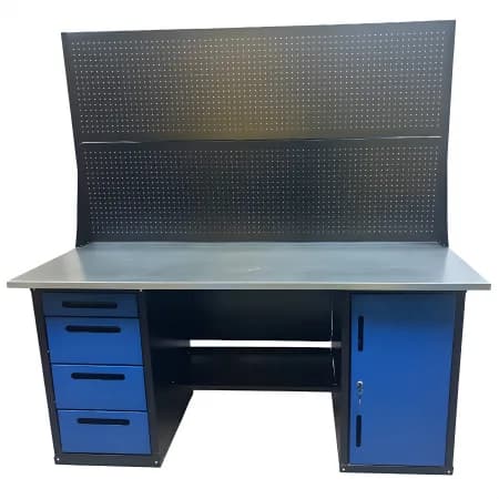 Верстак инструментальный двухтумбовый GWT-V1800BL2 Great Wolf, 4 ящика, тумба с дверью, два экрана, 1800х700