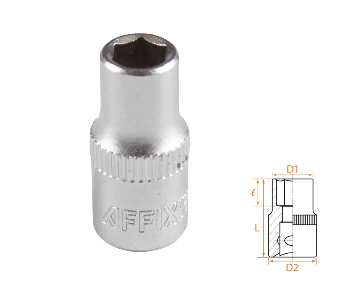 Головка торцевая стандартная шестигранная 1/4", 6 мм AFFIX AF00020006