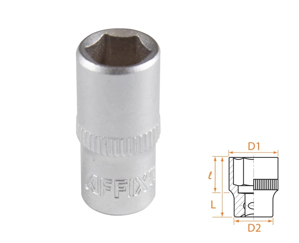 Головка торцевая стандартная шестигранная 1/4", 8 мм AFFIX AF00020008