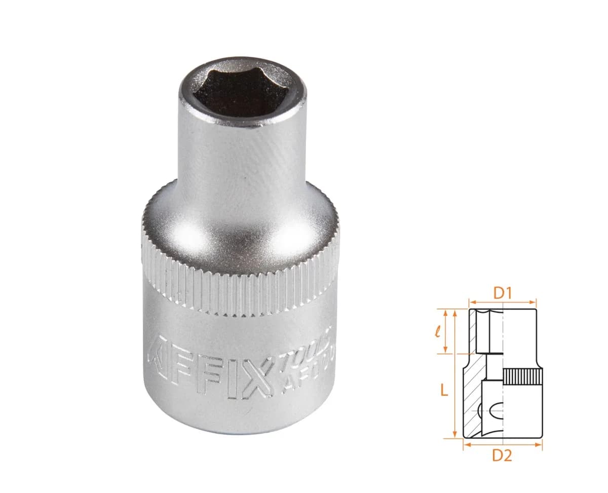 Головка торцевая стандартная шестигранная 1/2", 9 мм AFFIX AF00040009