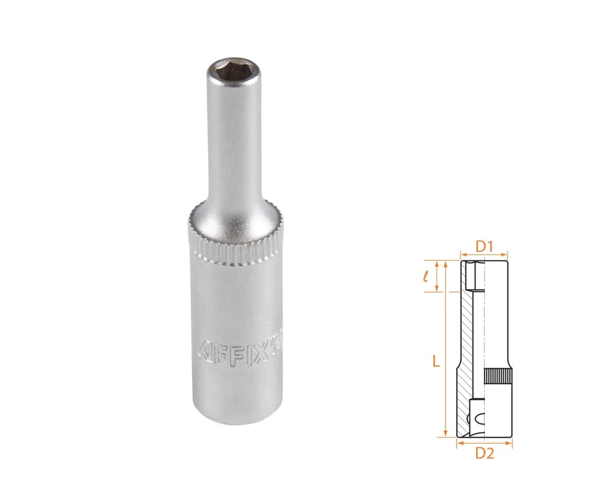 Головка торцевая глубокая шестигранная 1/4", 4 мм AFFIX AF00120004