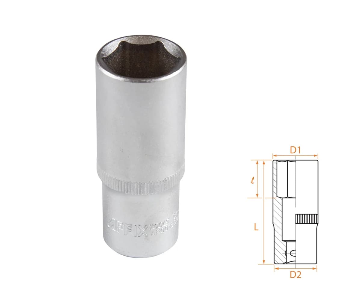 Головка торцевая глубокая шестигранная 3/8", 19 мм AFFIX AF00130019