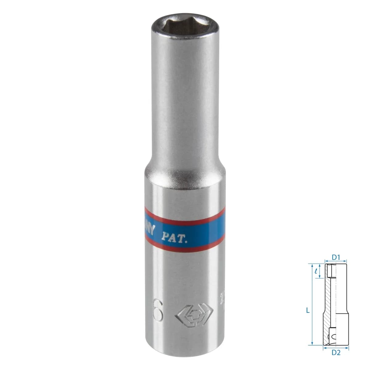 Головка торцевая глубокая шестигранная 1/4", 6 мм KING TONY 223506M