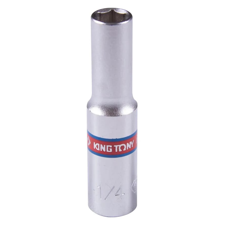 Головка торцевая глубокая шестигранная 1/4", 1/4", дюймовая KING TONY 223508S