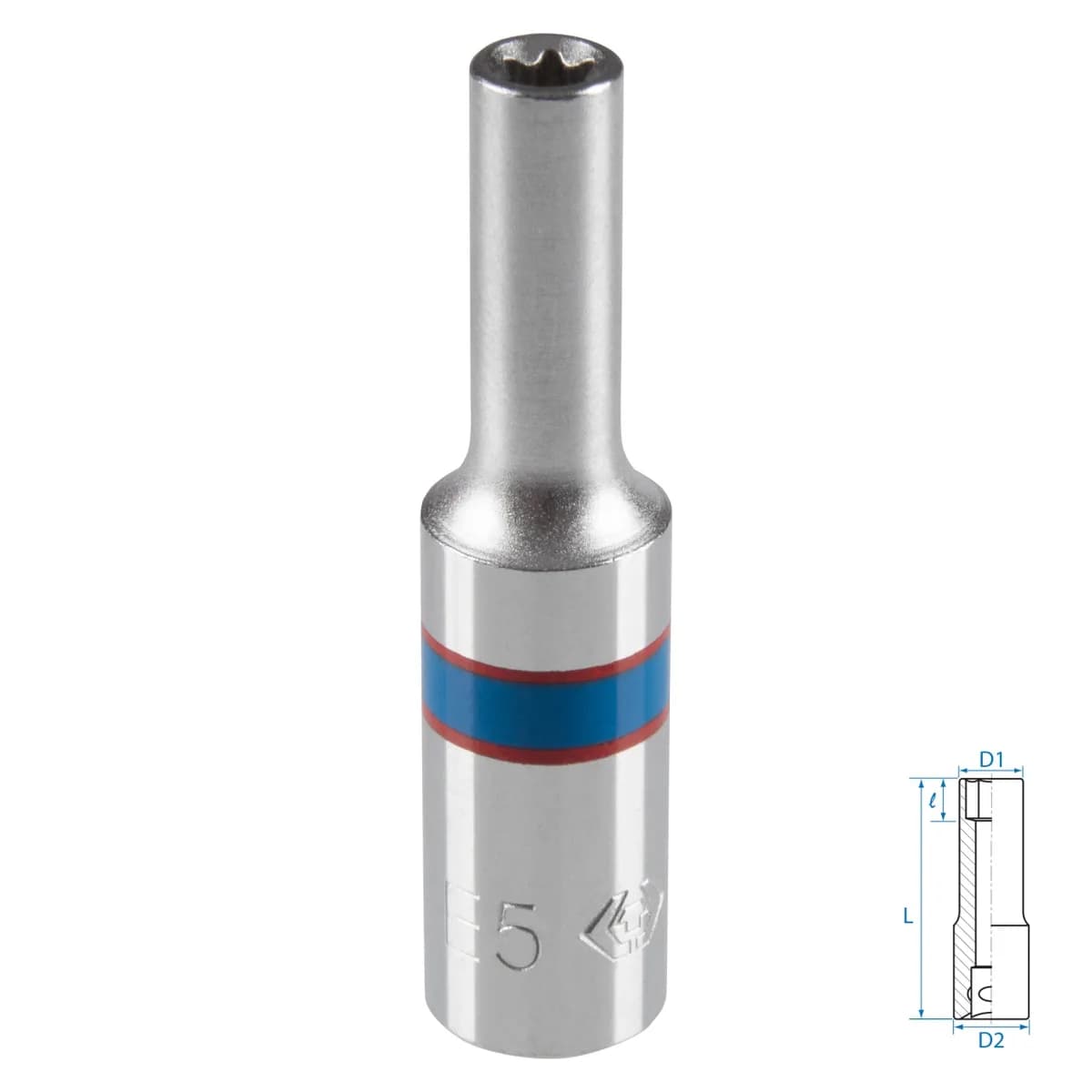 Головка торцевая TORX Е-стандарт 1/4", E5, L = 50 мм KING TONY 227505M