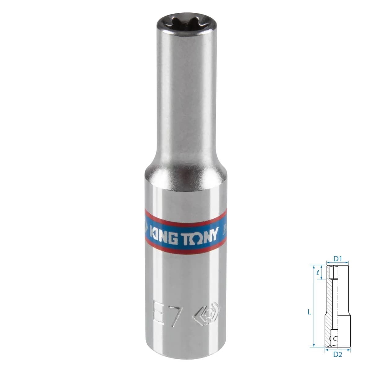 Головка торцевая TORX Е-стандарт 1/4", E7, L = 50 мм KING TONY 227507M