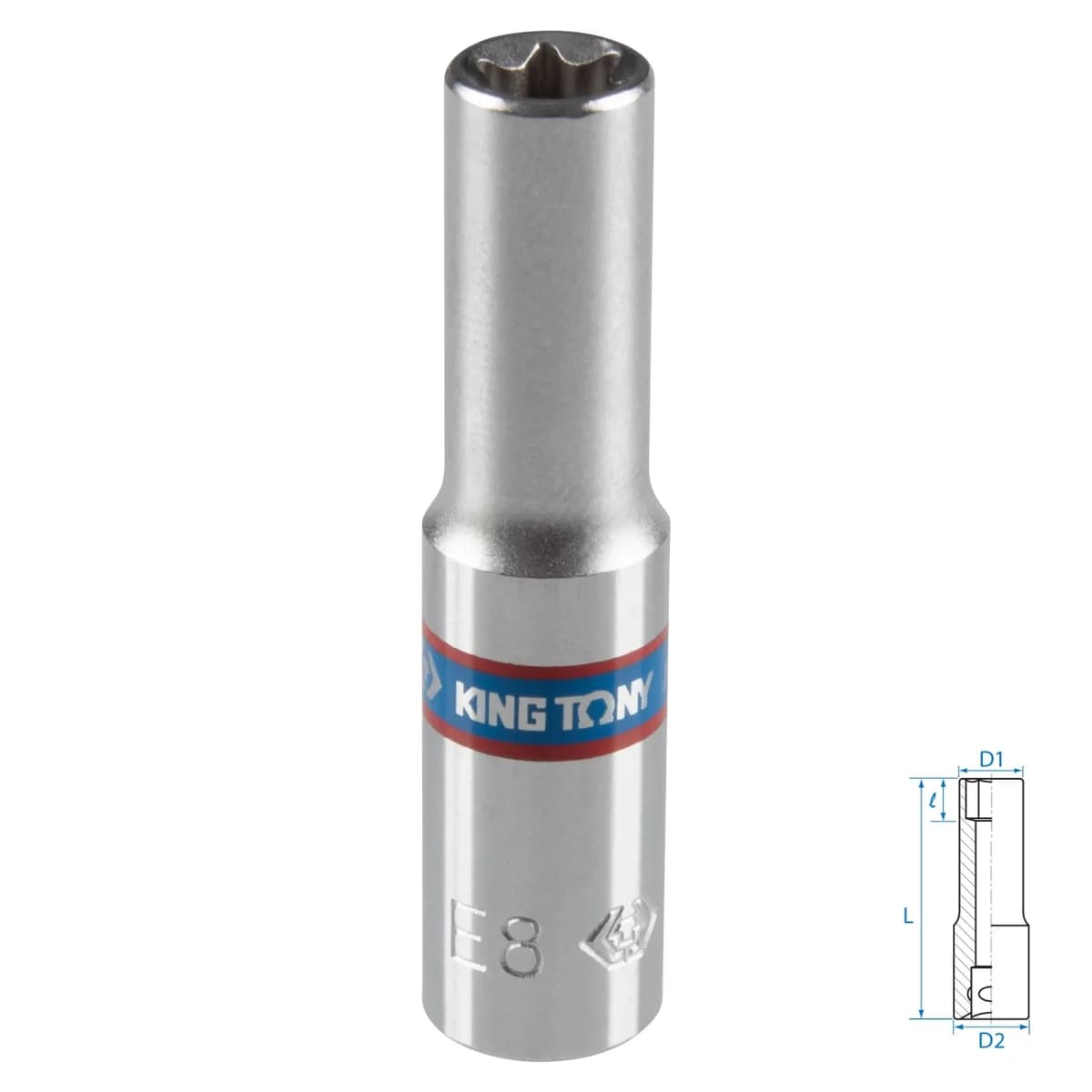 Головка торцевая TORX Е-стандарт 1/4", E8, L = 50 мм KING TONY 227508M
