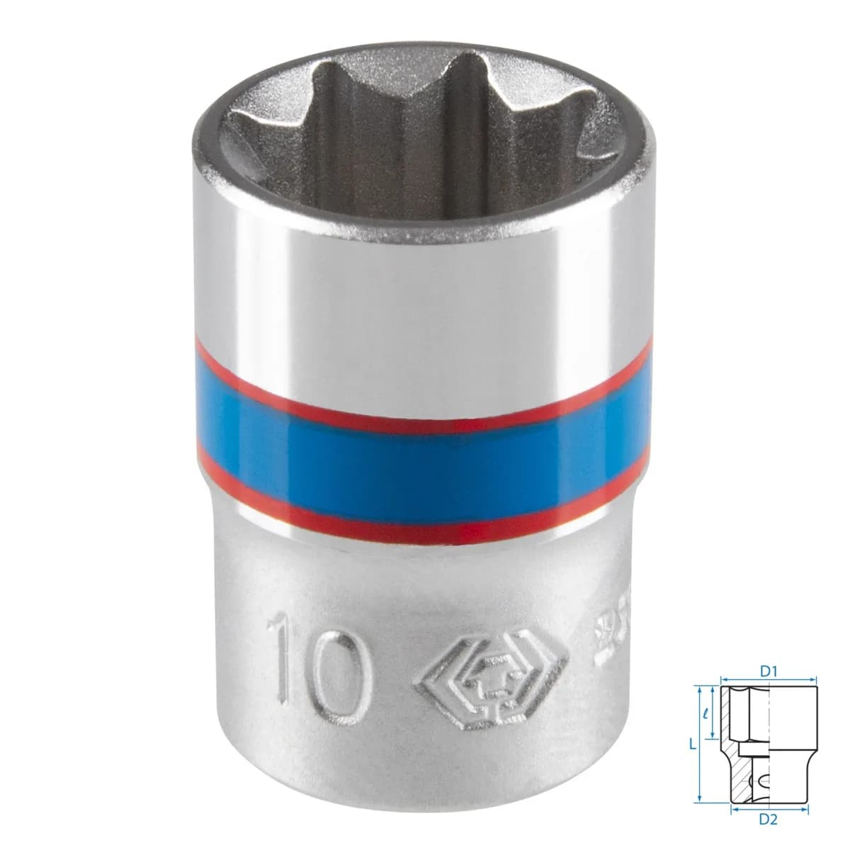 Головка торцевая восьмигранная 1/4", 10 мм KING TONY 231010M