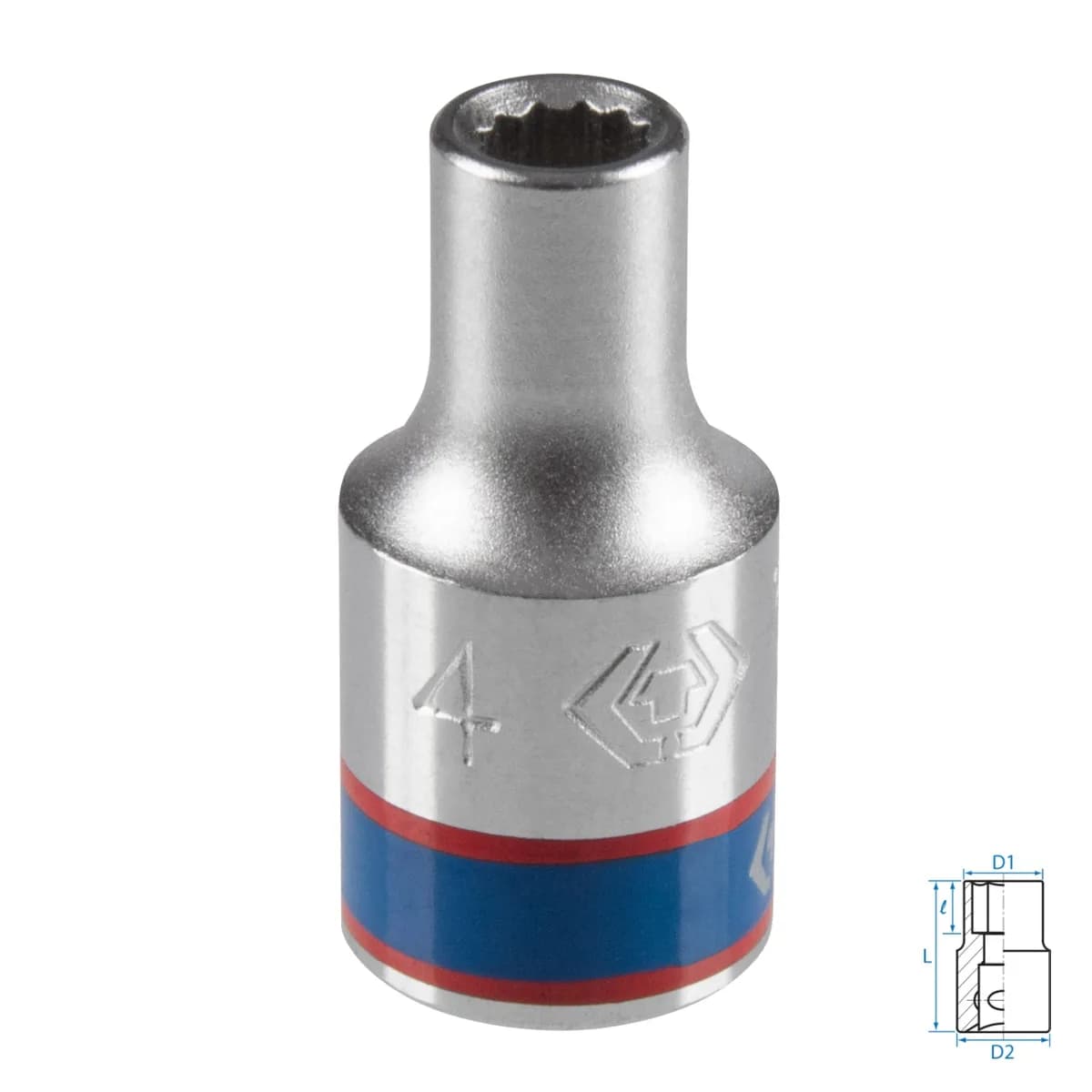 Головка торцевая стандартная двенадцатигранная 1/4", 4 мм KING TONY 233004M