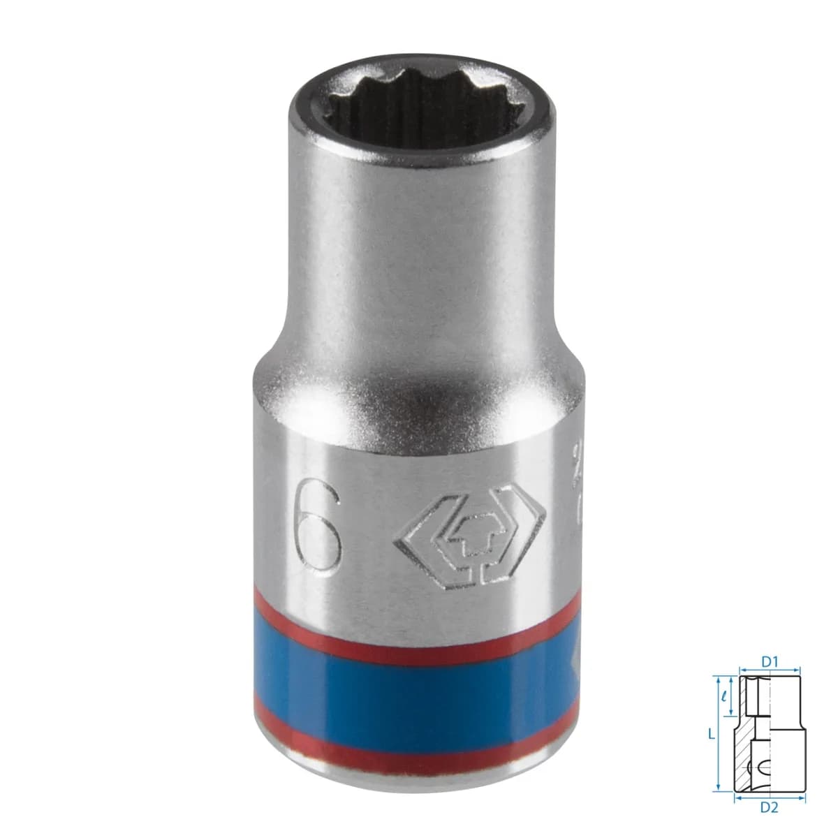 Головка торцевая стандартная двенадцатигранная 1/4", 6 мм KING TONY 233006M