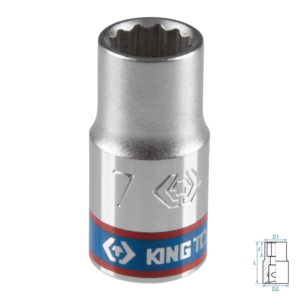 Головка торцевая стандартная двенадцатигранная 1/4", 7 мм KING TONY 233007M
