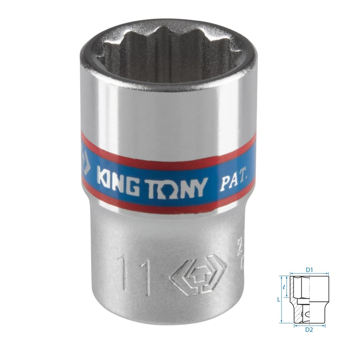 Головка торцевая стандартная двенадцатигранная 1/4", 11 мм KING TONY 233011M