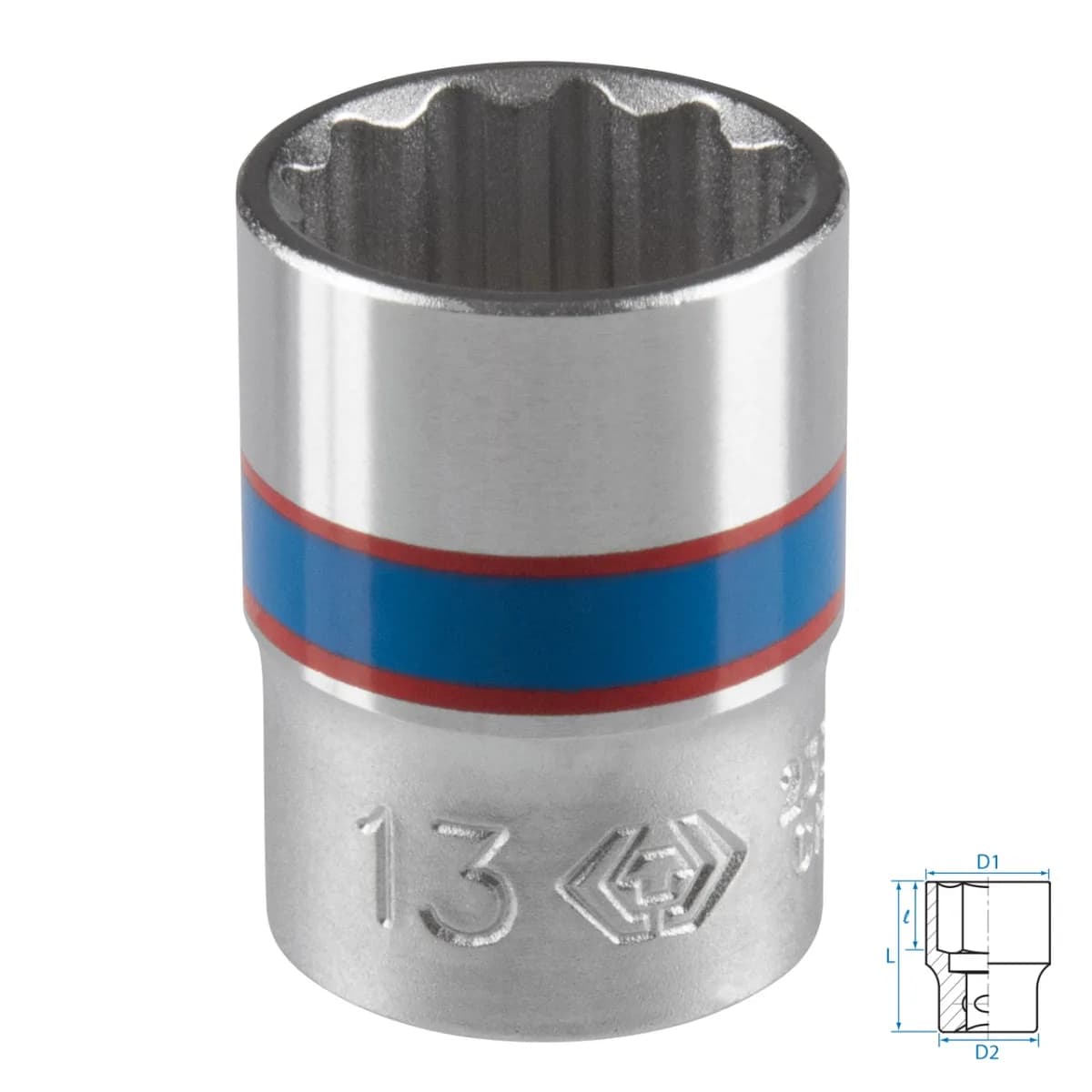 Головка торцевая стандартная двенадцатигранная 1/4", 13 мм KING TONY 233013M