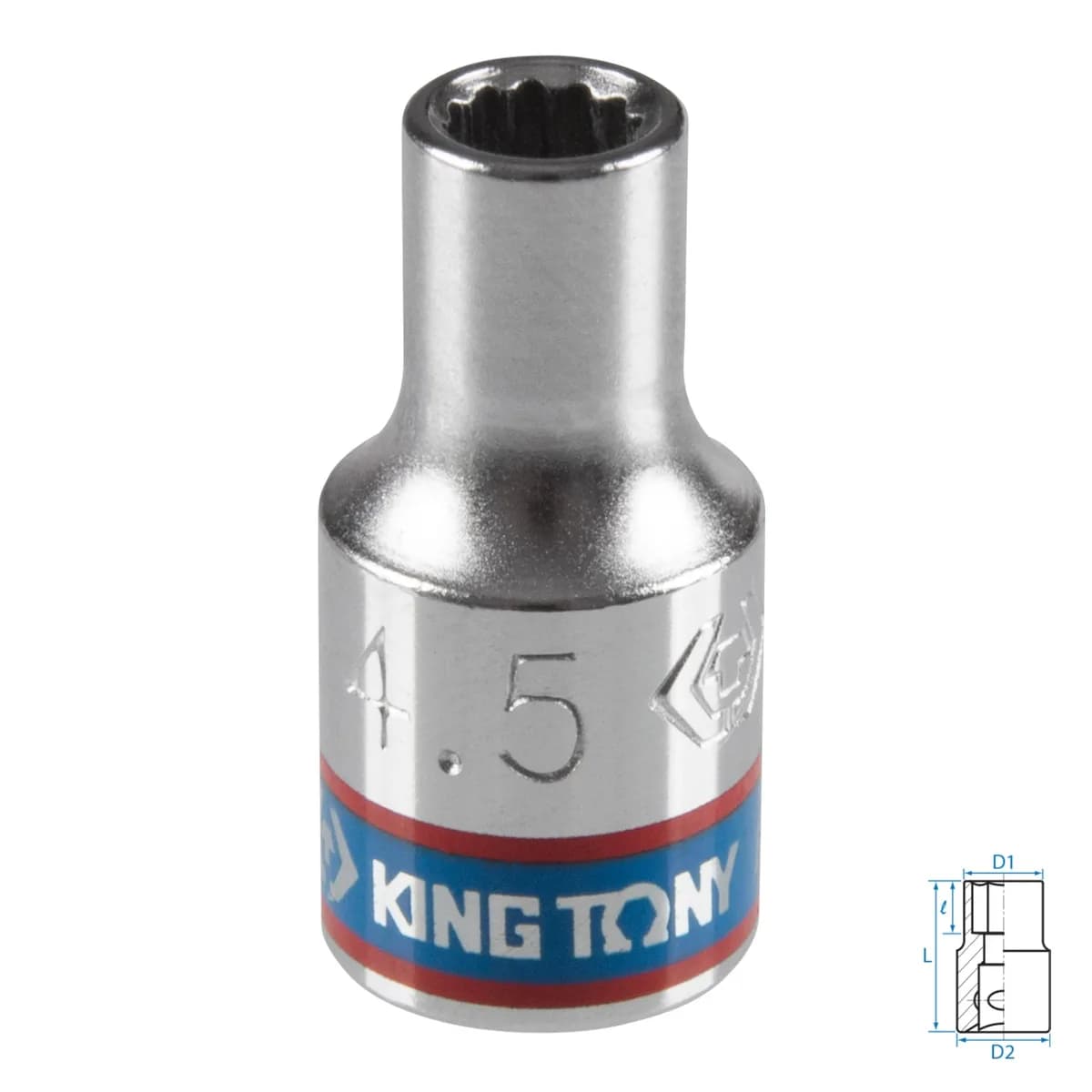 Головка торцевая стандартная двенадцатигранная 1/4", 4,5 мм KING TONY 233045M
