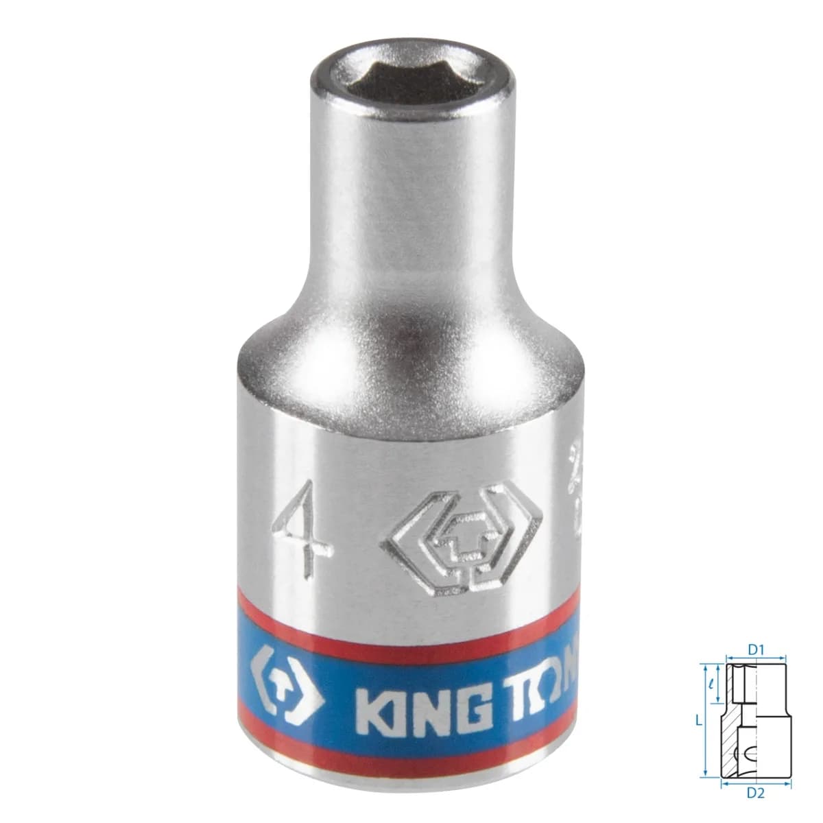 Головка торцевая стандартная шестигранная 1/4", 4 мм KING TONY 233504M