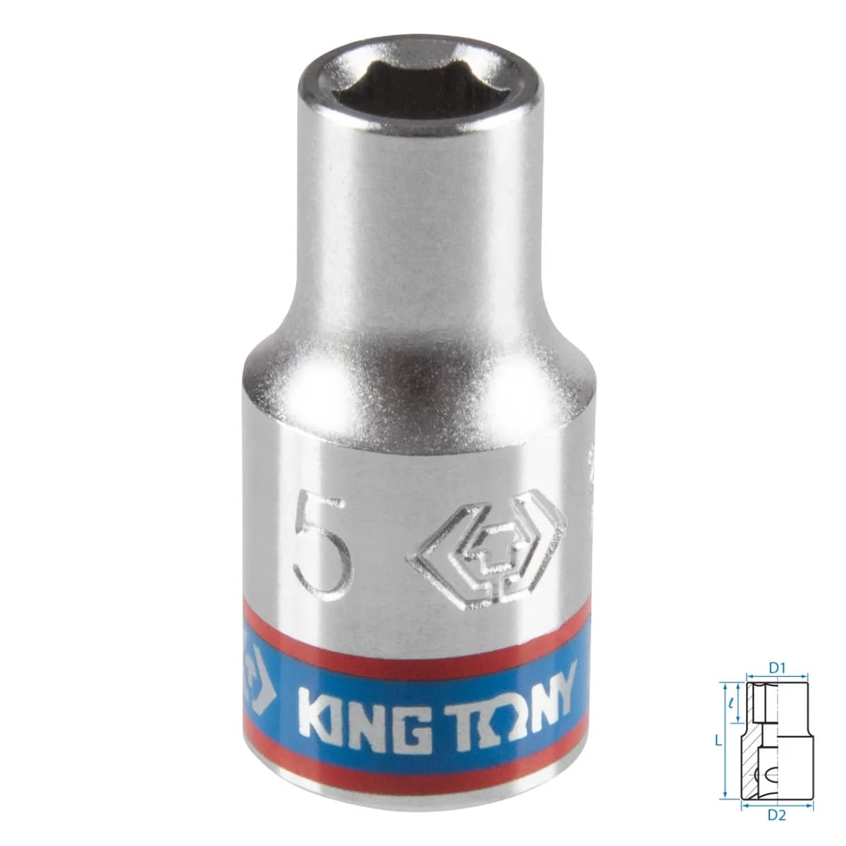 Головка торцевая стандартная шестигранная 1/4", 5 мм KING TONY 233505M