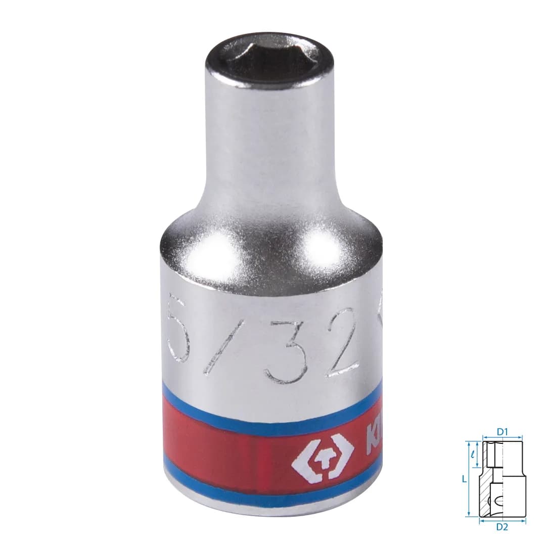 Головка торцевая стандартная шестигранная 1/4", 5/32", дюймовая KING TONY 233505S