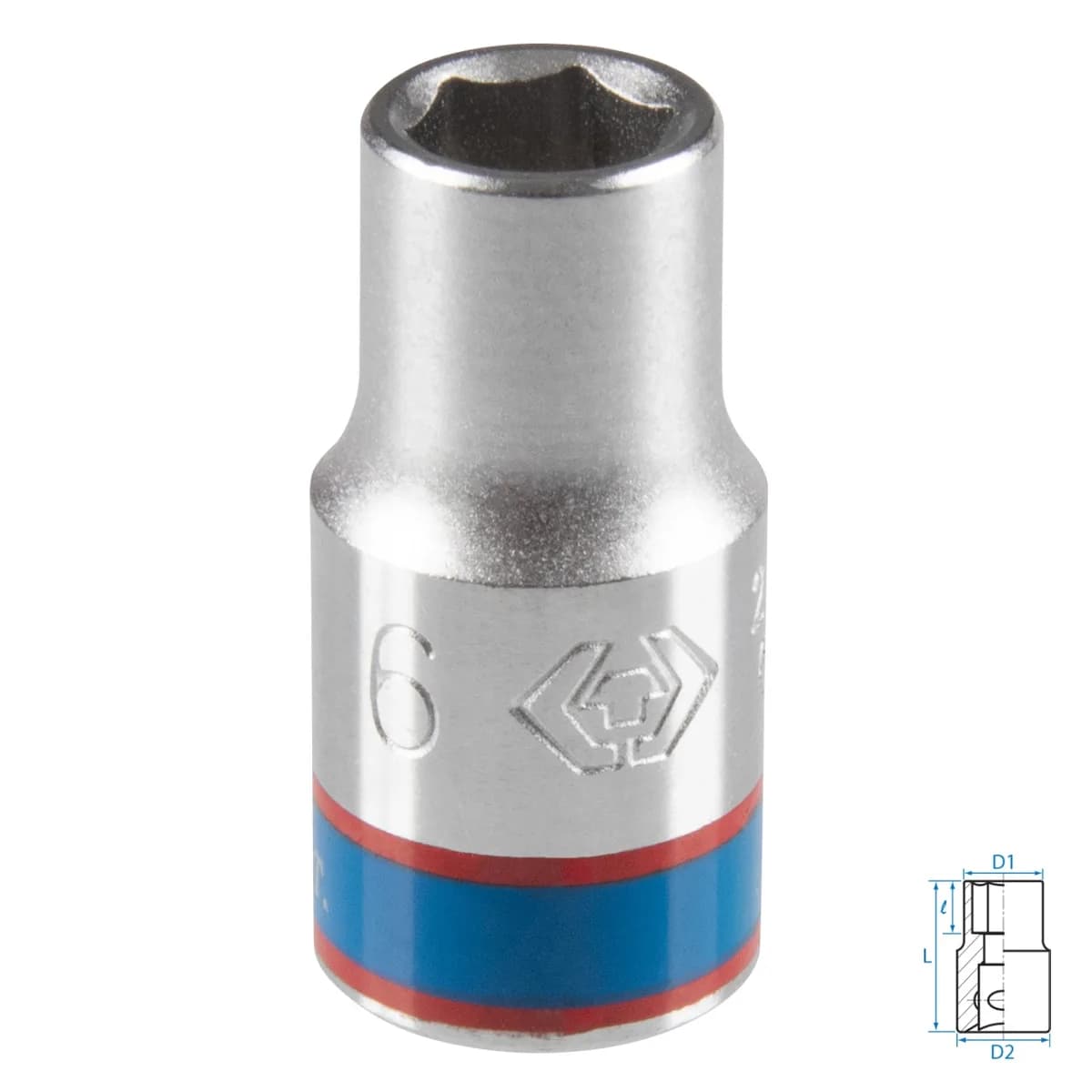Головка торцевая стандартная шестигранная 1/4", 6 мм KING TONY 233506M