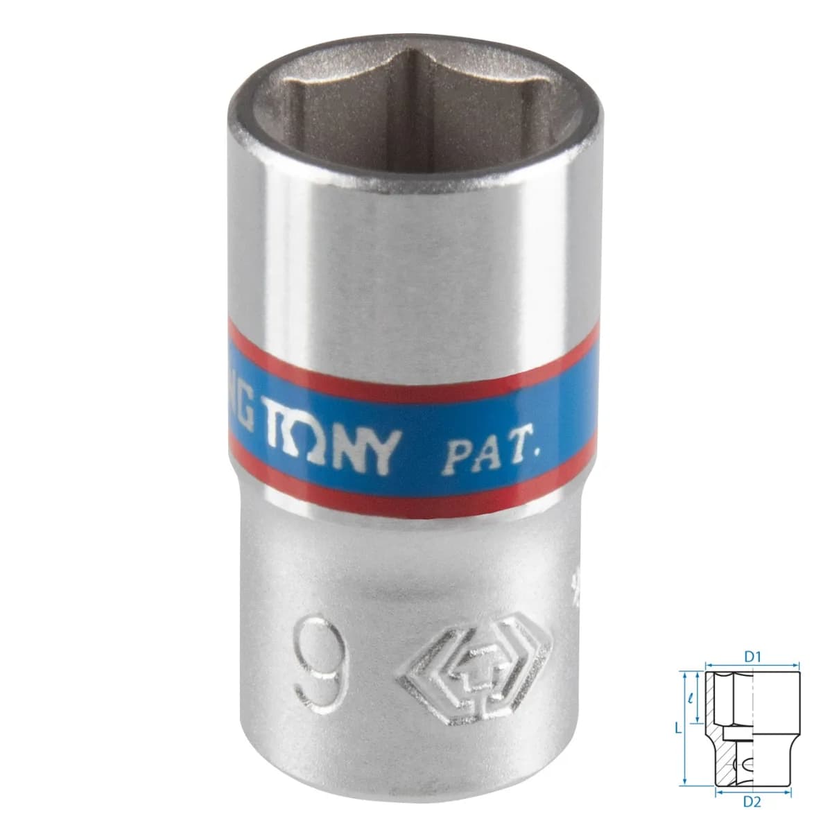 Головка торцевая стандартная шестигранная 1/4", 9 мм KING TONY 233509M
