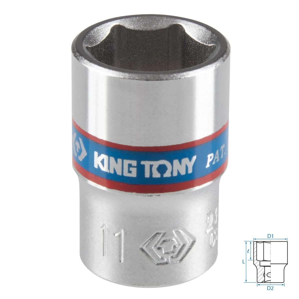 Головка торцевая стандартная шестигранная 1/4", 11 мм KING TONY 233511M