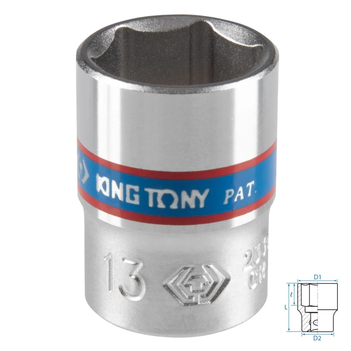 Головка торцевая стандартная шестигранная 1/4", 13 мм KING TONY 233513M