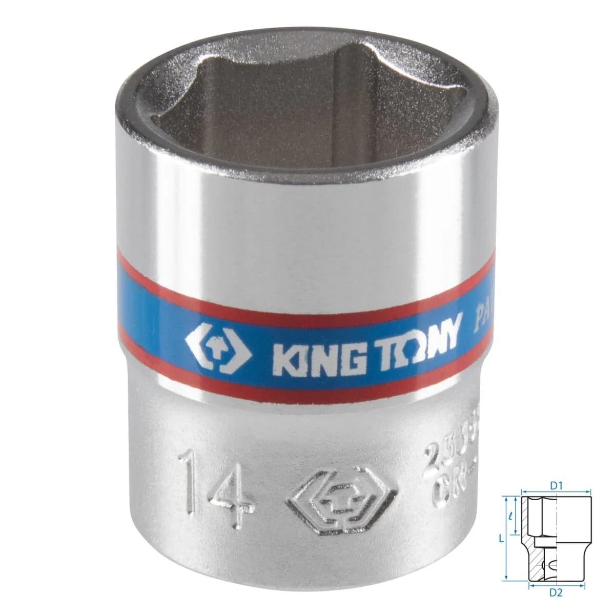 Головка торцевая стандартная шестигранная 1/4", 14 мм KING TONY 233514M
