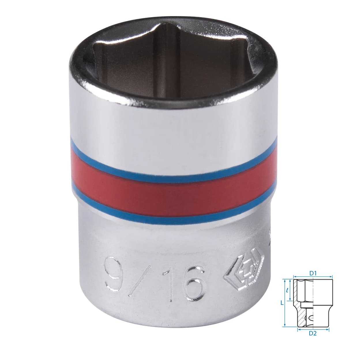 Головка торцевая стандартная шестигранная 1/4", 9/16", дюймовая KING TONY 233518S