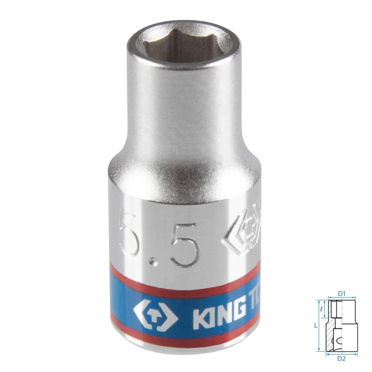 Головка торцевая стандартная шестигранная 1/4", 5,5 мм KING TONY 233555M