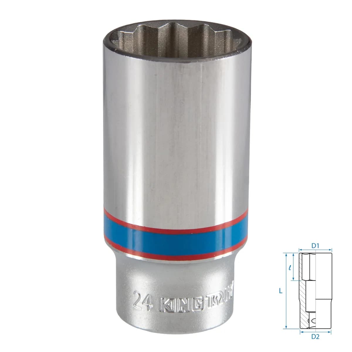 Головка торцевая глубокая двенадцатигранная 3/8", 24 мм KING TONY 323024M