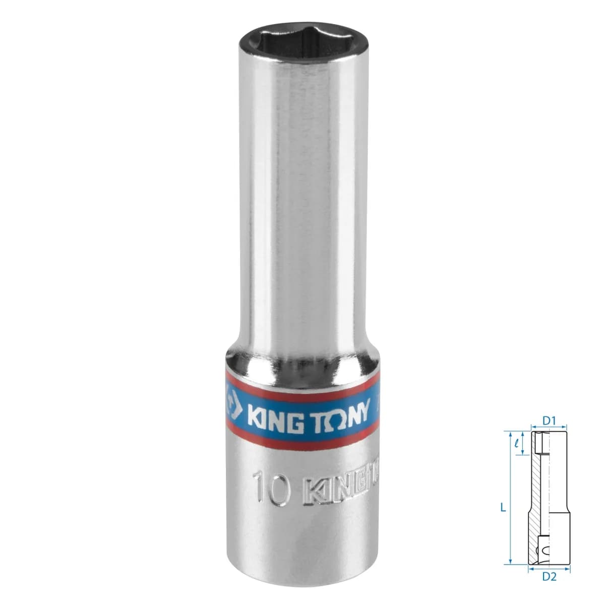 Головка торцевая глубокая шестигранная 3/8", 10 мм KING TONY 323510M