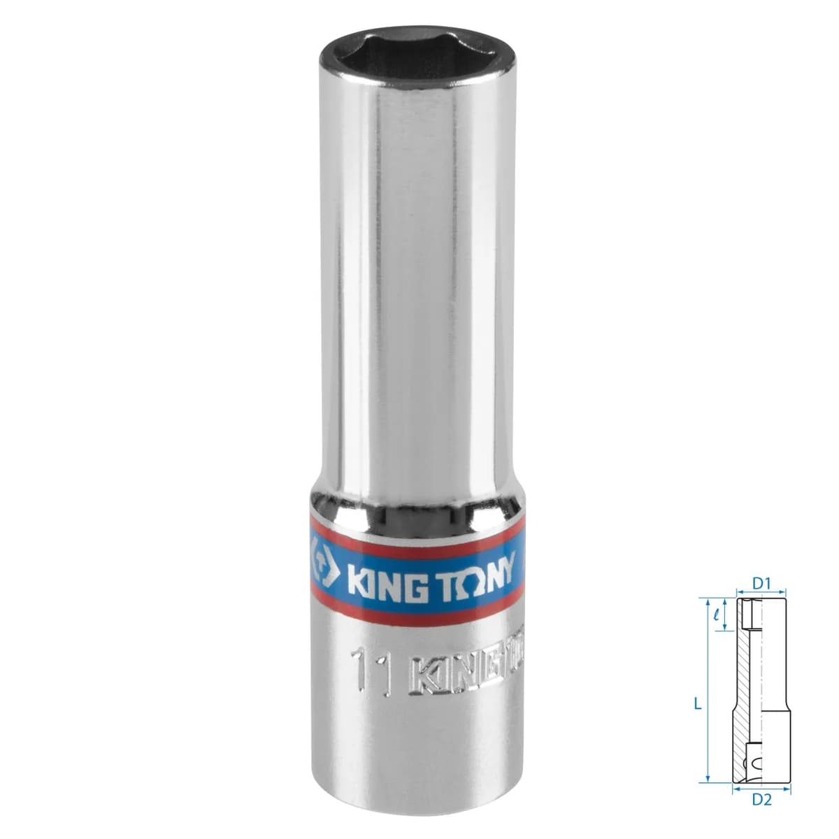 Головка торцевая глубокая шестигранная 3/8", 11 мм KING TONY 323511M