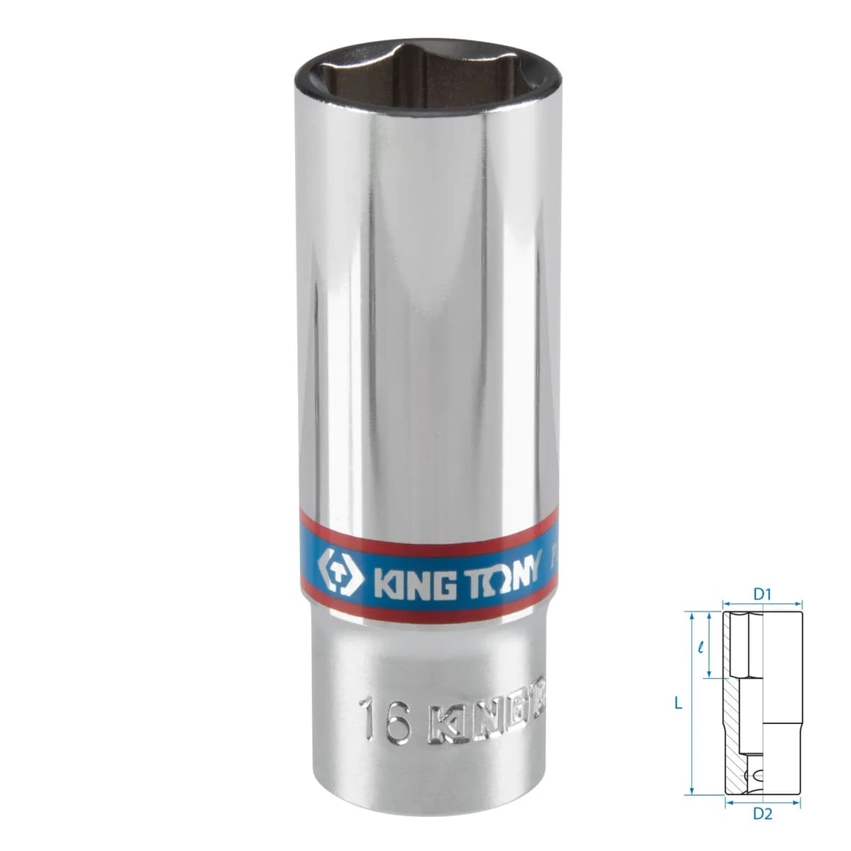 Головка торцевая глубокая шестигранная 3/8", 16 мм KING TONY 323516M