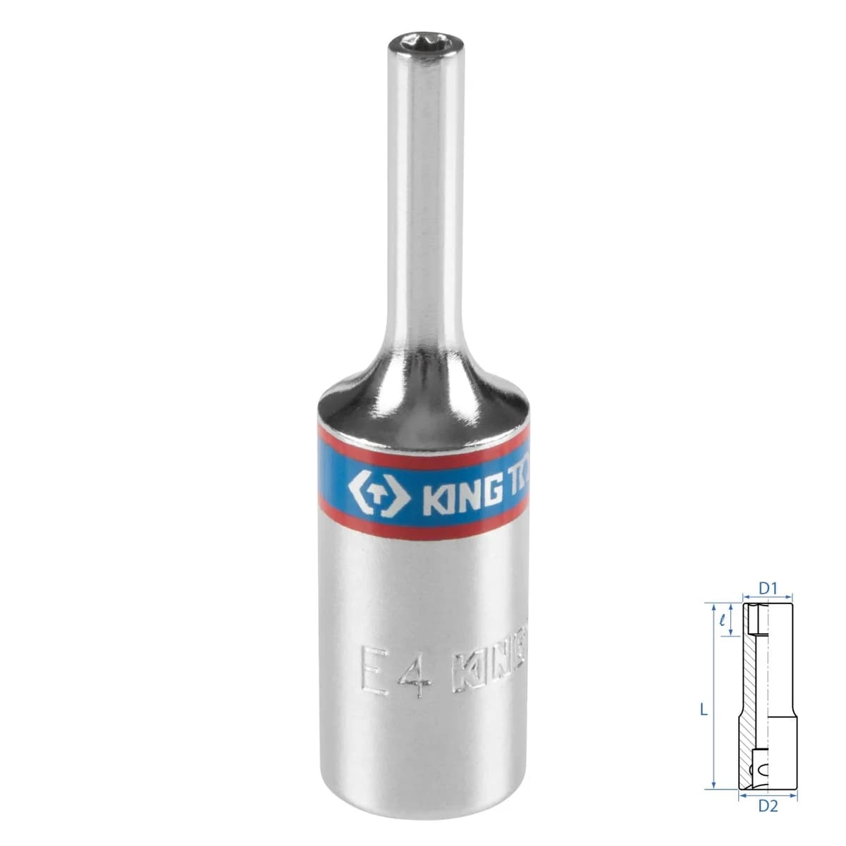 Головка торцевая TORX Е-стандарт 3/8", E4, L = 63 мм KING TONY 327504M