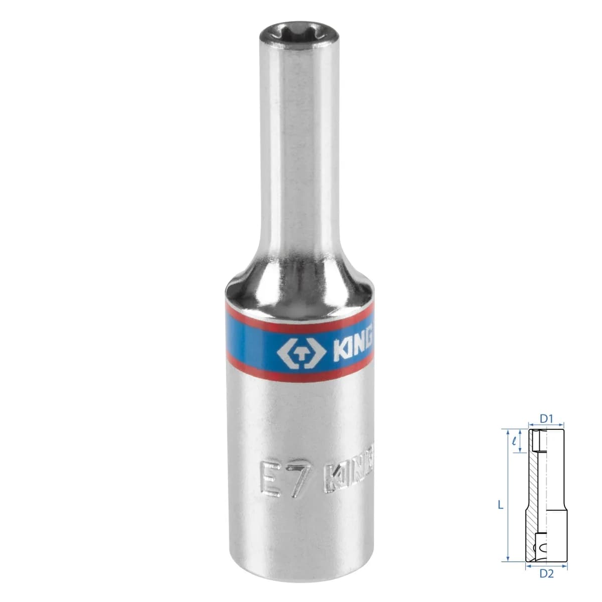 Головка торцевая TORX Е-стандарт 3/8", E7, L = 63 мм KING TONY 327507M