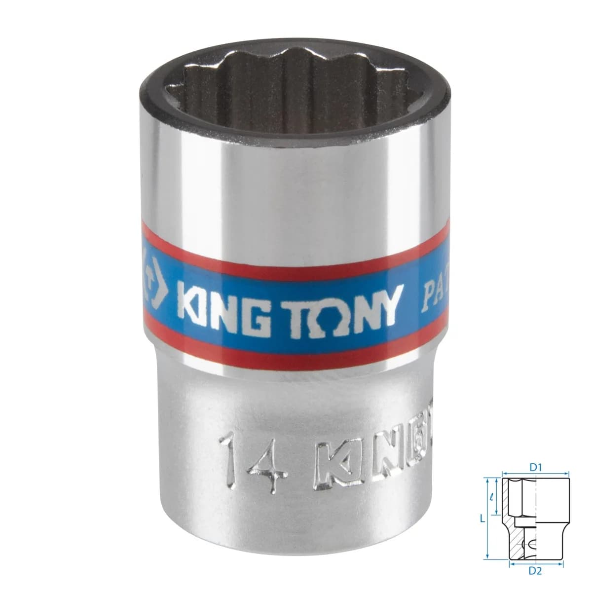 Головка торцевая стандартная двенадцатигранная 3/8", 14 мм KING TONY 333014M