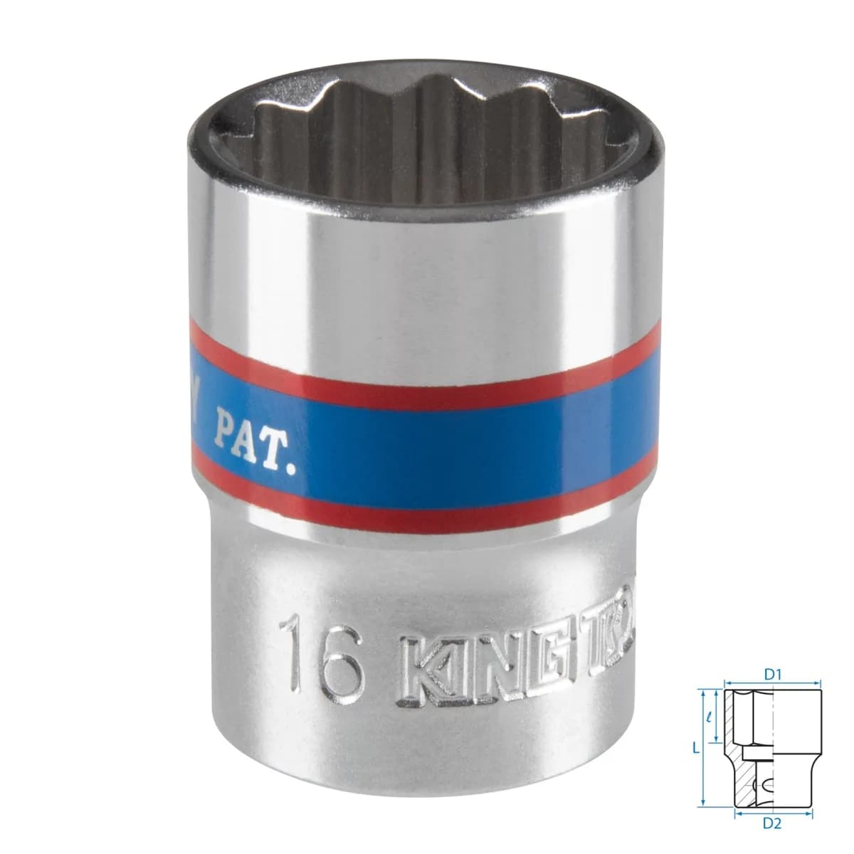 Головка торцевая стандартная двенадцатигранная 3/8", 16 мм KING TONY 333016M