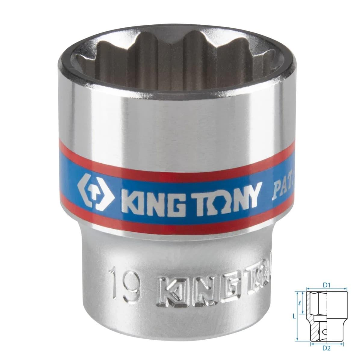 Головка торцевая стандартная двенадцатигранная 3/8", 19 мм KING TONY 333019M