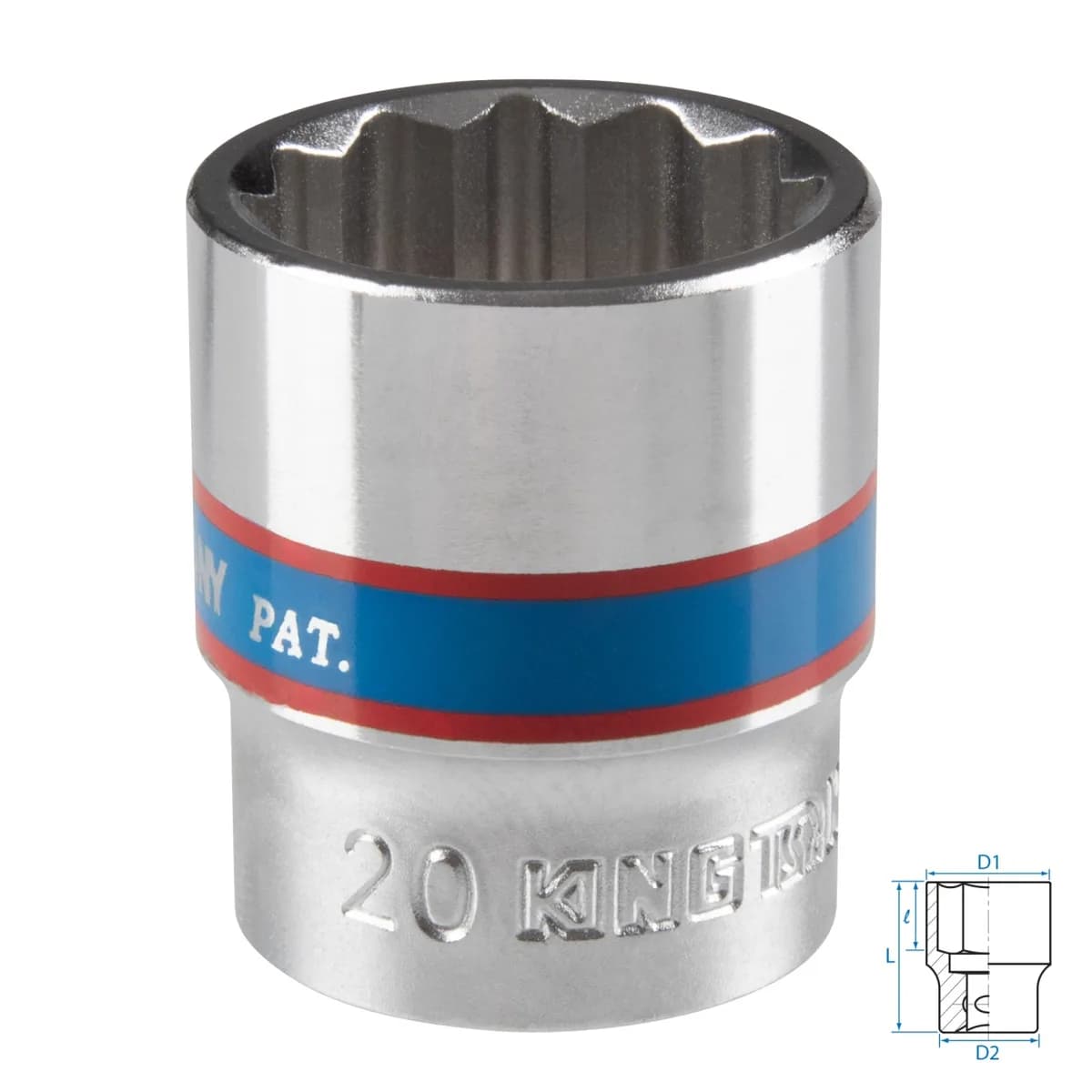 Головка торцевая стандартная двенадцатигранная 3/8", 20 мм KING TONY 333020M