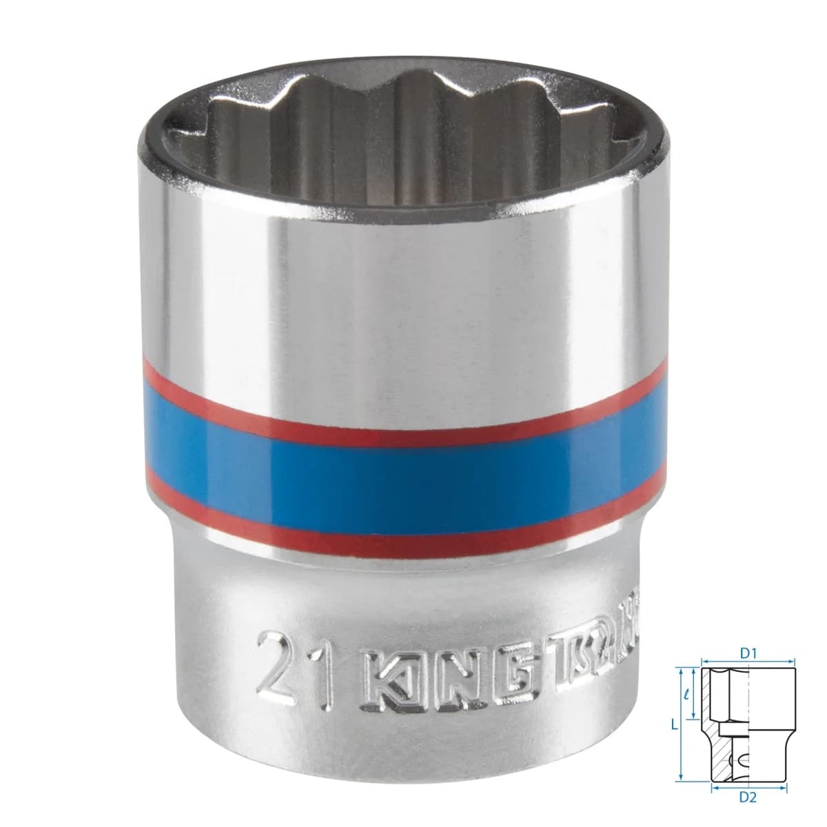 Головка торцевая стандартная двенадцатигранная 3/8", 21 мм KING TONY 333021M